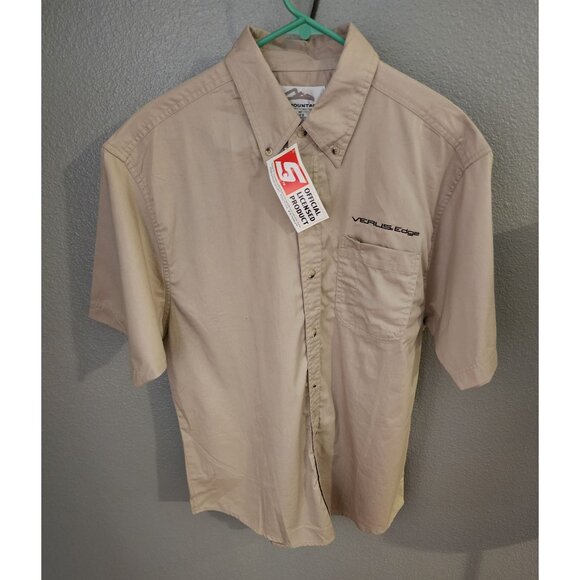 Tri-Mountain Snap-On Verus Edge Official Licensed Short Sleeve Khaki Medium New - Picture 1 of 12